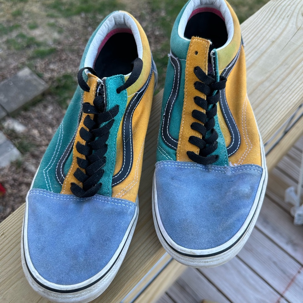 Vans Multicolor Suede & Canvas Low Top Sneakers - Blue, Green, Yellow